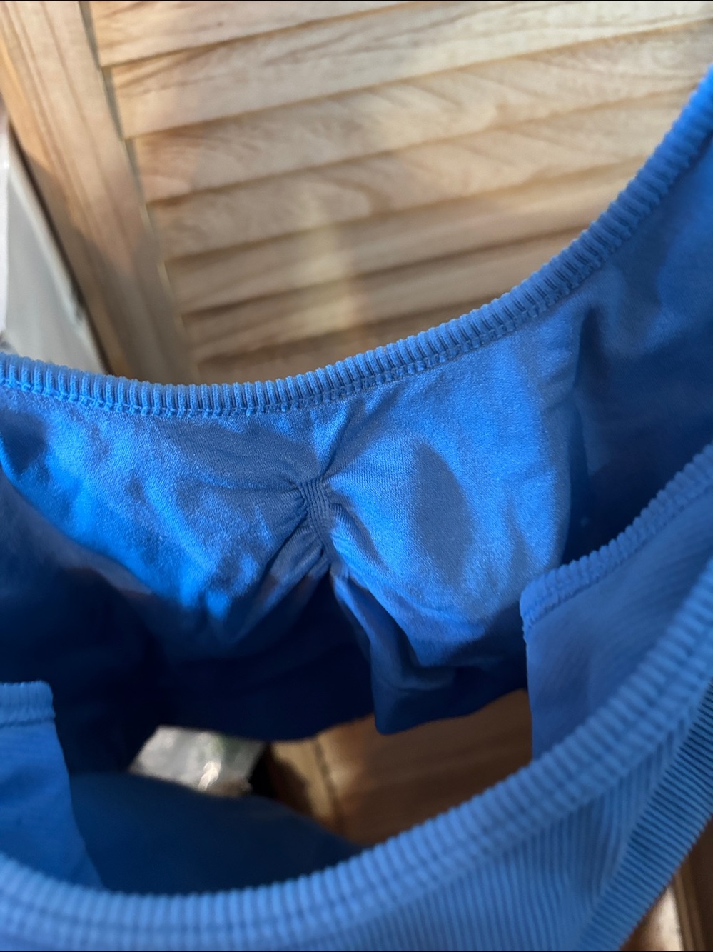 Cornflower Blue Ribbed Sports Bra Large - Picture 3 of 3